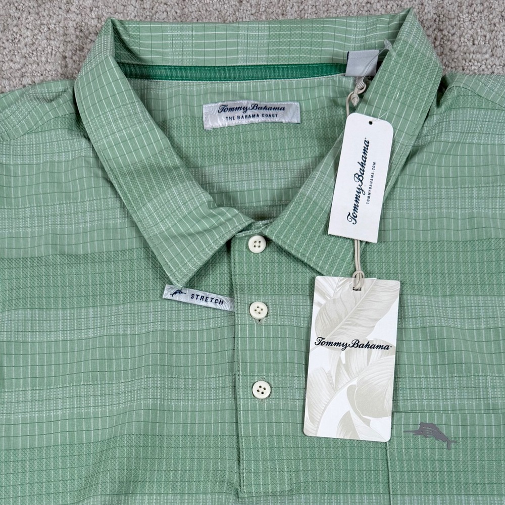 NEW Tommy Bahama Mens 4XLB Green Rio Riviera Bahama Coast Stretch Polo Shirt